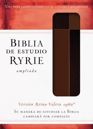 BIBLIA RVR60 ESTUDIO RYRIE AMPLIADA  DOS TONOS MARRÓN ÍNDICE