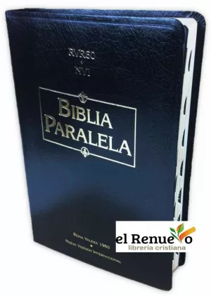 BIBLIA PARALELA RVR60/NVI PIEL FABRICADA NEGRO ÍNDICE
