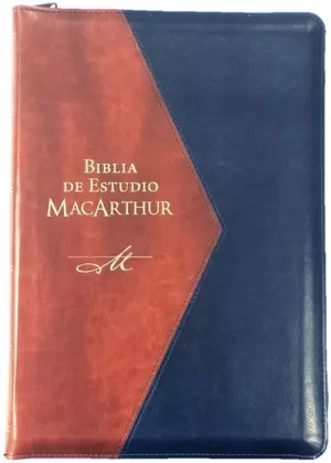 BIBLIA RVR60 ESTUDIO MACARTHUR L GRANDE AZUL MARRÓN ÍNDICE CREMALLERA