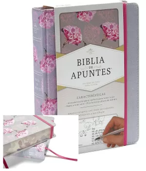 BIBLIA RVR60 DE APUNTES GRIS FLOREADO TELA IMPRESA