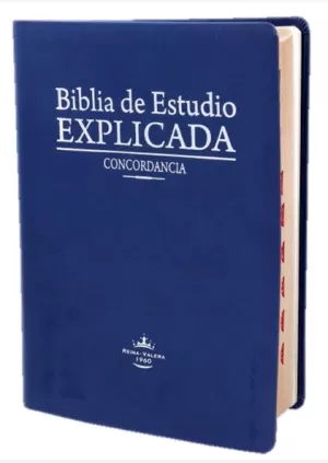 BIBLIA RVR60 ESTUDIO EXPLICADA IMIT PIEL AZUL