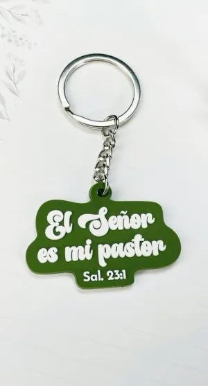 LLAVERO EL ES MI PASTOR CAUCHO VERDE