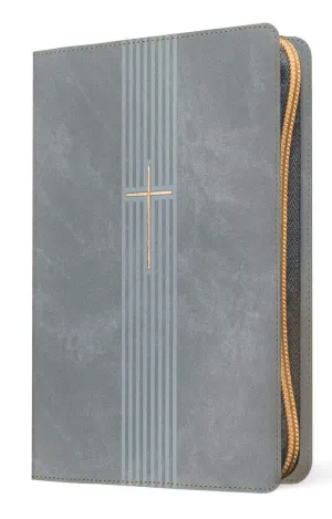 BIBLIA NTV FILAMENT REF L GRANDE IMIT PIEL GRIS CRUZ ÍNDICE CREMALLERA